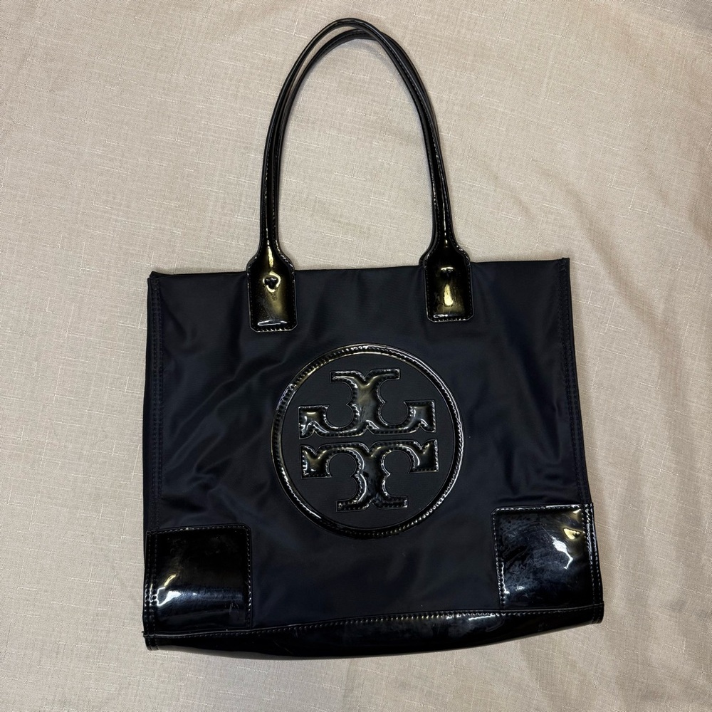 Tory Burch Small Ella Tote Bag - Black Nylon